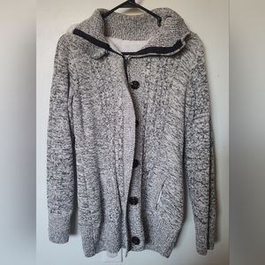 Men's Knit Sherpa Zip- and Button-Up Hoodie